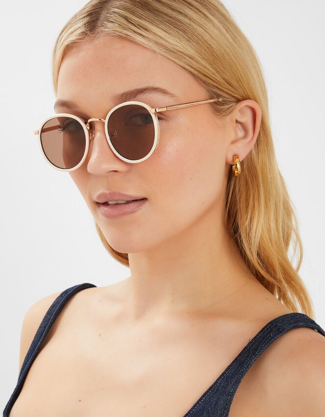 Accessorize Marbled Metal Round Sunglasses