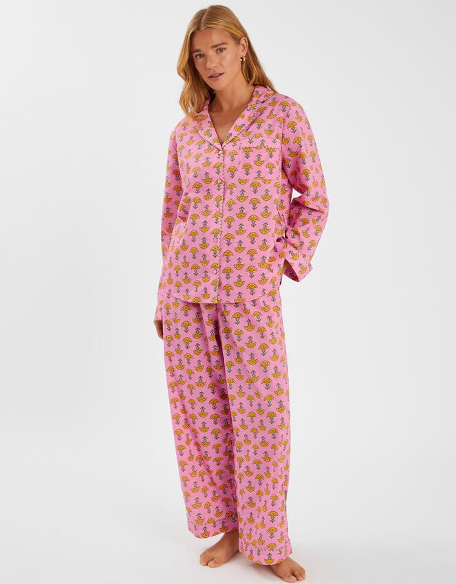 accessorize Marigold Print Long Pyjamas Set Pink