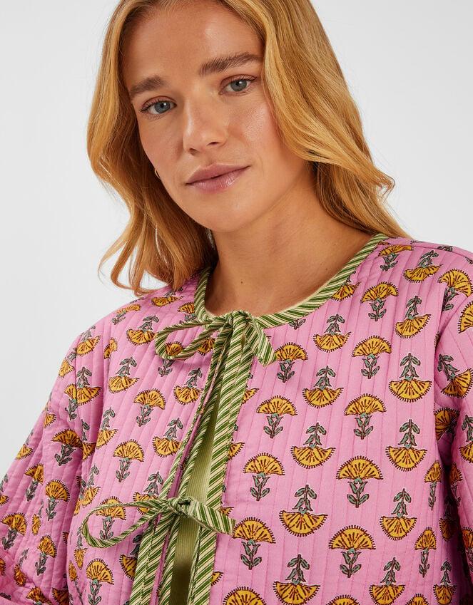 Accessorize Marigold Print Quilted Jacket Pink