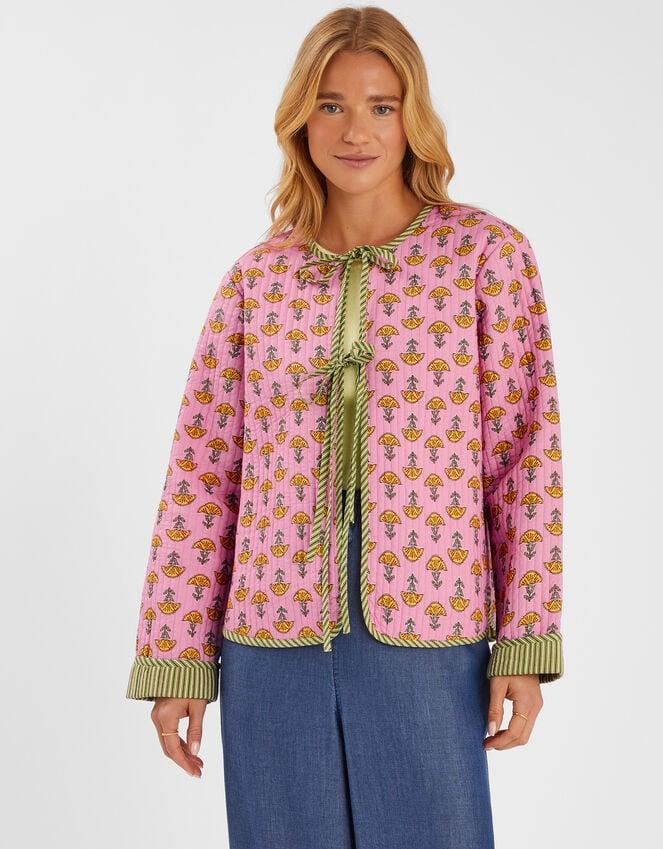 accessorize Marigold Print Quilted Jacket Pink