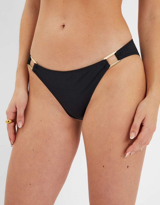 Accessorize Metal Detail Bikini Bottoms Black