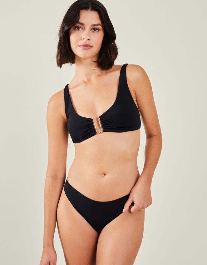 Accessorize Metal Detail Bikini Top Black