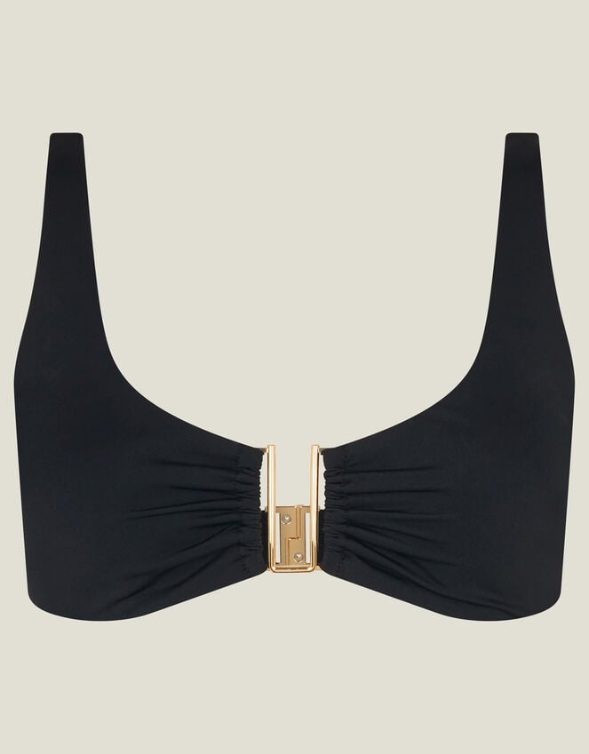 Accessorize Metal Detail Bikini Top Black