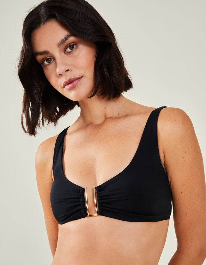 accessorize Metal Detail Bikini Top Black