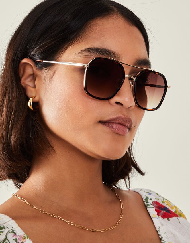 Accessorize Metal Tortoiseshell Aviator Sunglasses