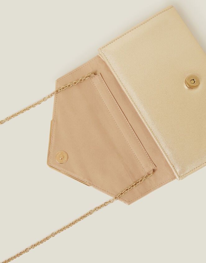 Accessorize Metallic Envelope Clutch Bag Gold
