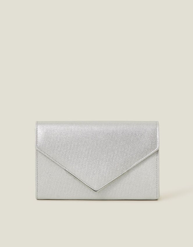 Accessorize Metallic Envelope Clutch Bag Silver
