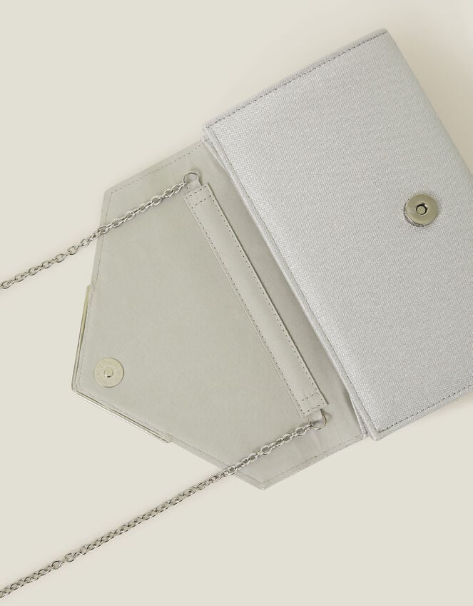 Accessorize Metallic Envelope Clutch Bag Silver
