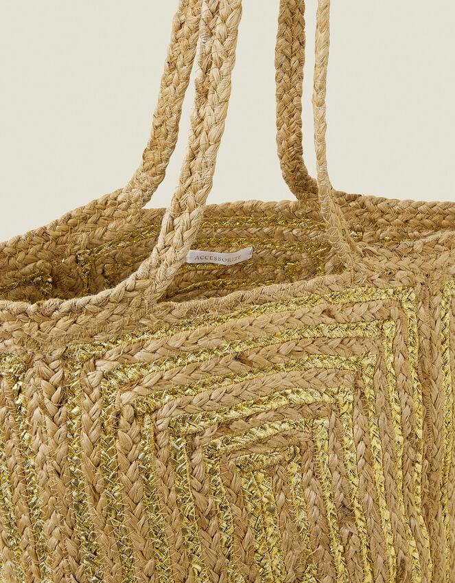 Accessorize Metallic Jute Beach Bag Gold