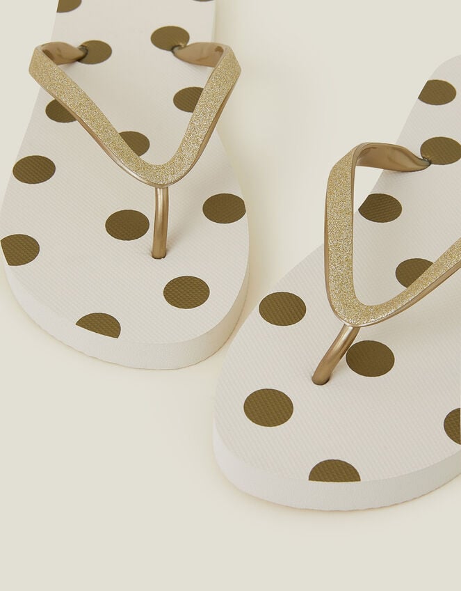 Accessorize Metallic Polka Dot Flip Flops Gold