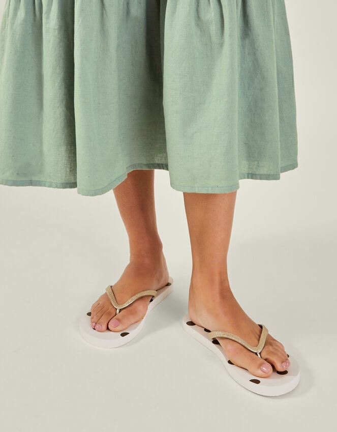 Accessorize Metallic Polka Dot Flip Flops Gold