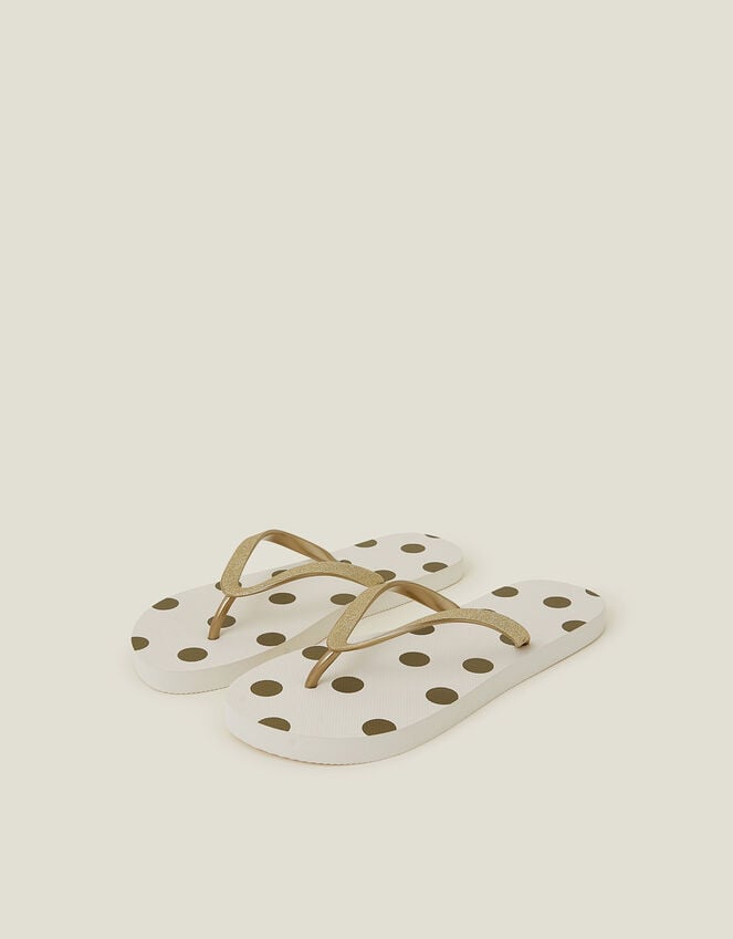 accessorize Metallic Polka Dot Flip Flops Gold
