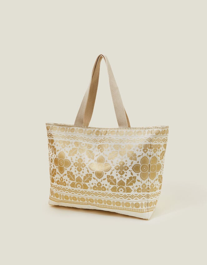 Accessorize Metallic Print Canvas Beach Bag
