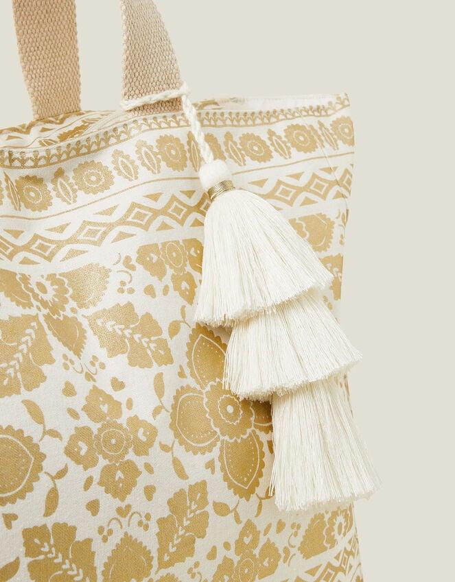 Accessorize Metallic Print Canvas Beach Bag