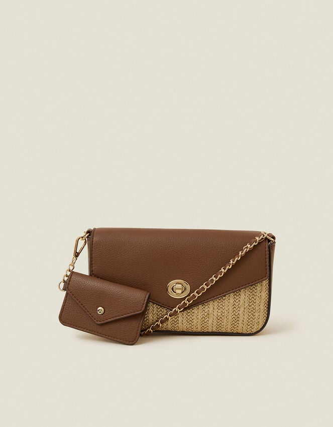 Accessorize Metallic Raffia Cross-Body Bag Gold
