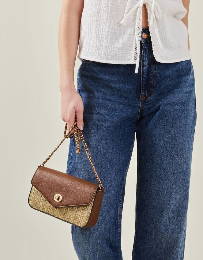 accessorize Metallic Raffia Cross-Body Bag Gold