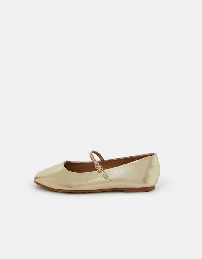 Accessorize Metallic Strap Ballet Flats Gold