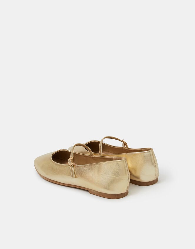 Accessorize Metallic Strap Ballet Flats Gold