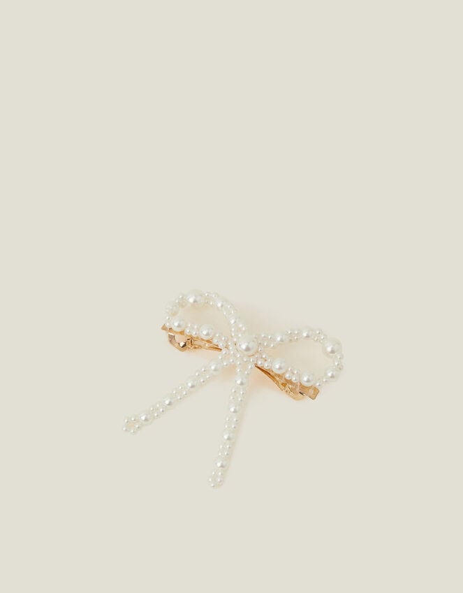 accessorize Mini Bow Pearl Barrette Clip