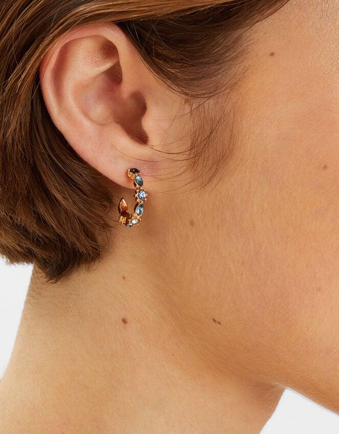 Accessorize Mini Gemstone Hoop Earrings Blue