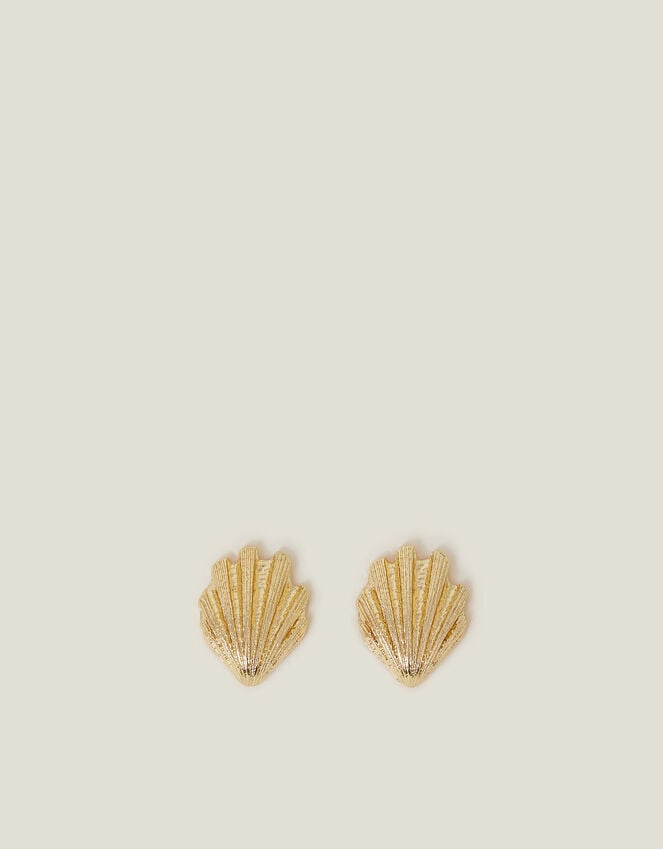 Accessorize Mini Scallop Shell Stud Earrings Gold
