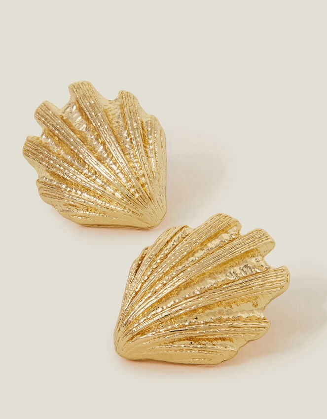accessorize Mini Scallop Shell Stud Earrings Gold