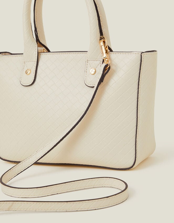 Accessorize Mini Woven Faux Leather Handbag Cream