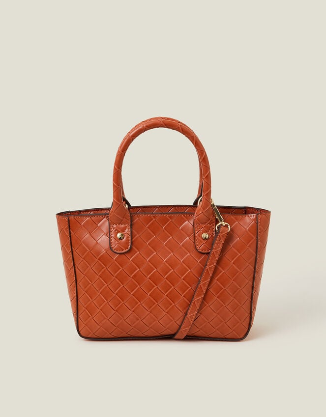 Accessorize Mini Woven Faux Leather Handbag Orange