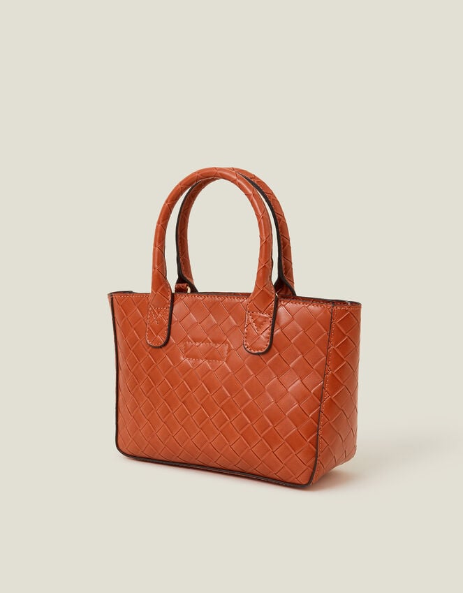 Accessorize Mini Woven Faux Leather Handbag Orange