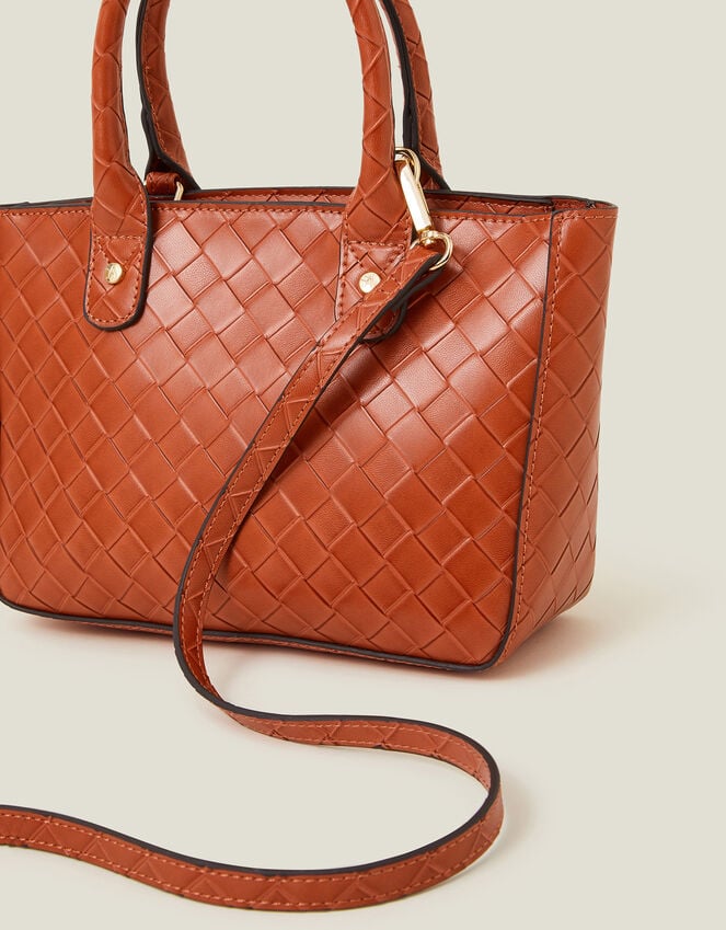 Accessorize Mini Woven Faux Leather Handbag Orange