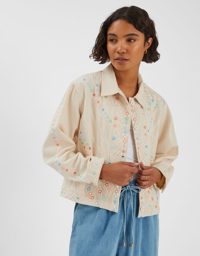 accessorize Mirror Embroidered Jacket Natural