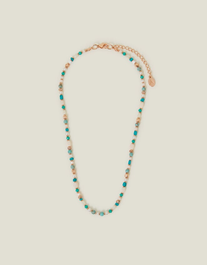 Accessorize Mix Beaded Necklace Turquoise