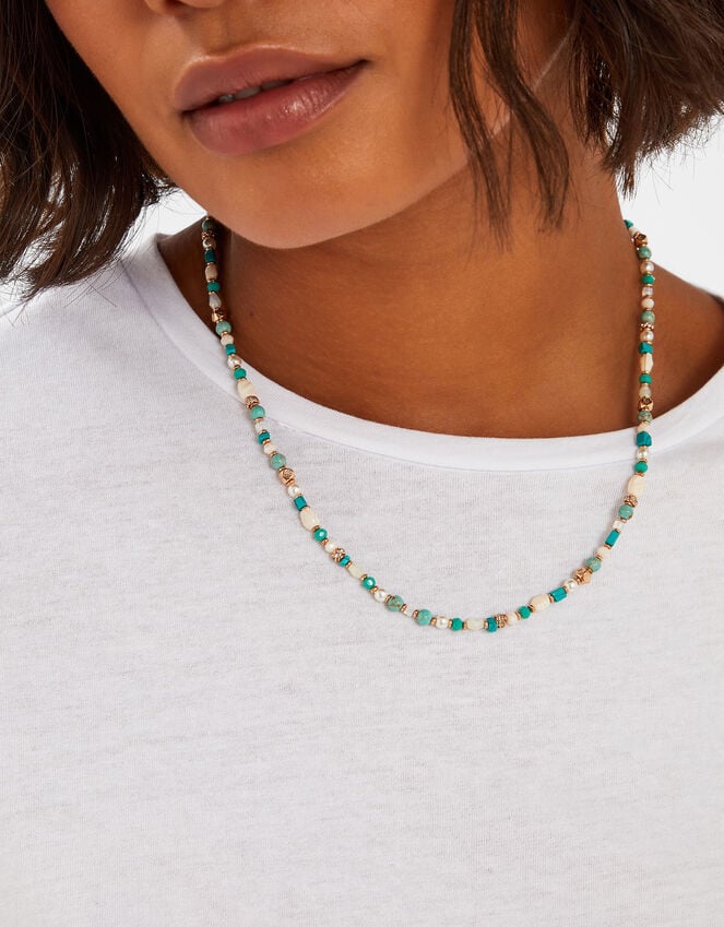 Accessorize Mix Beaded Necklace Turquoise