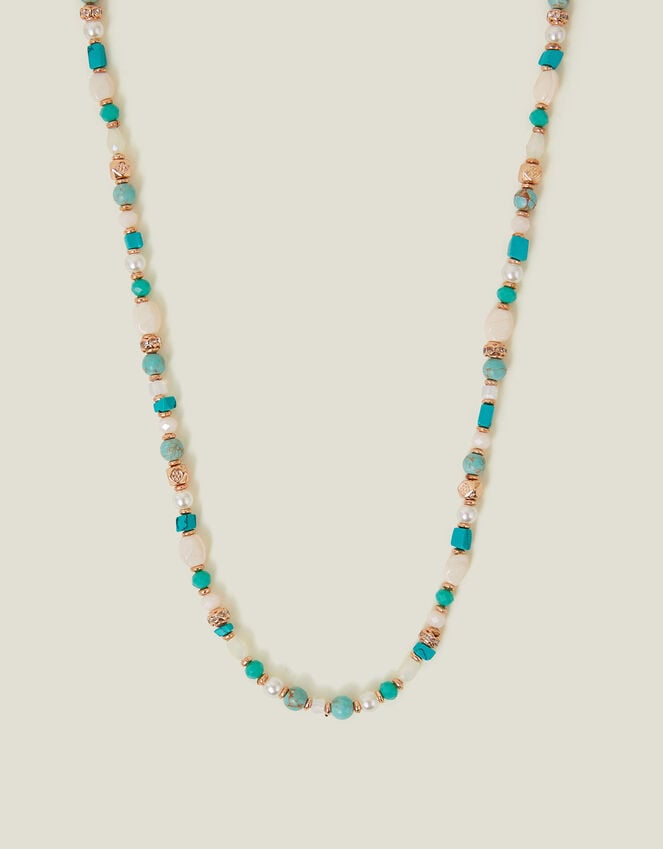 accessorize Mix Beaded Necklace Turquoise