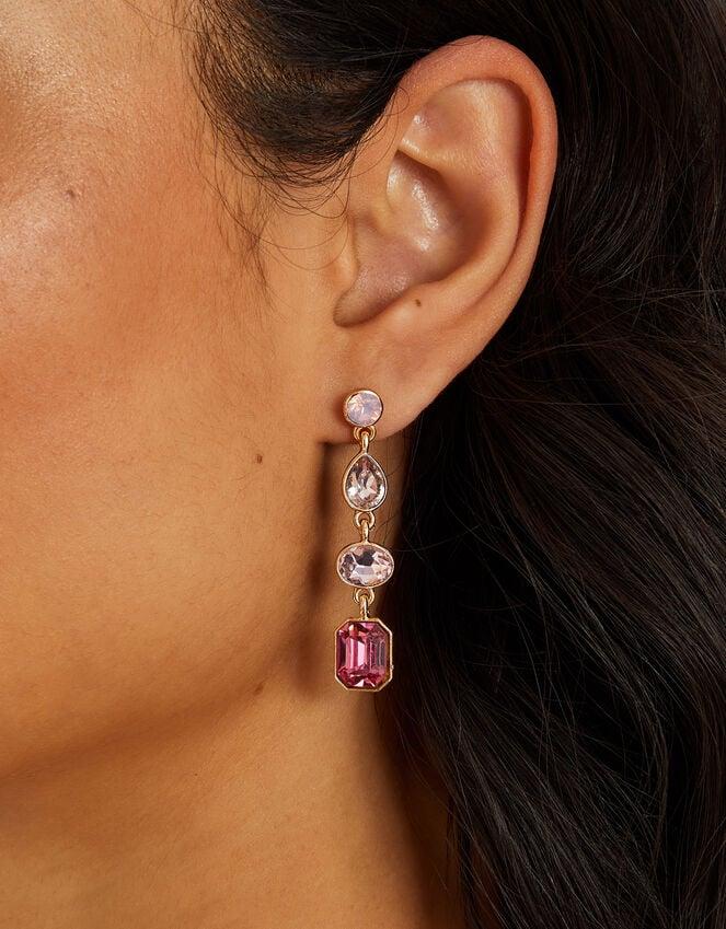 Accessorize Mix Gemstone Drop Earrings Pink