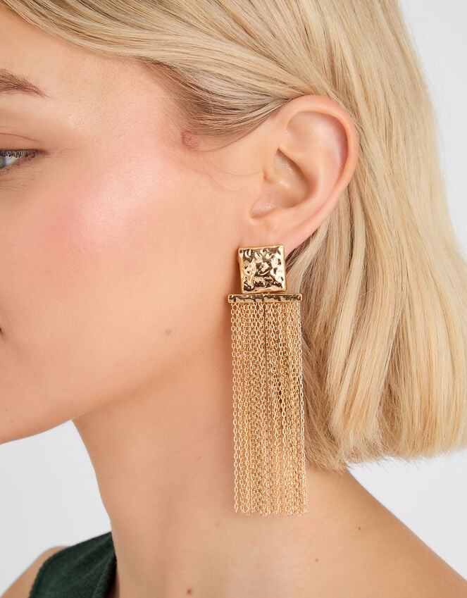 Accessorize Molten Square Chain Drop Earrings