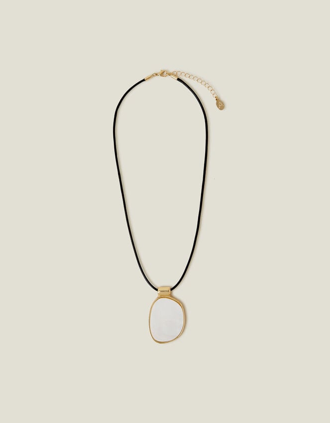 Accessorize Mother Of Pearl Pendant Cord Necklace