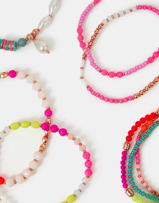 accessorize Neon Beaded Stretch Bracelet Multipack