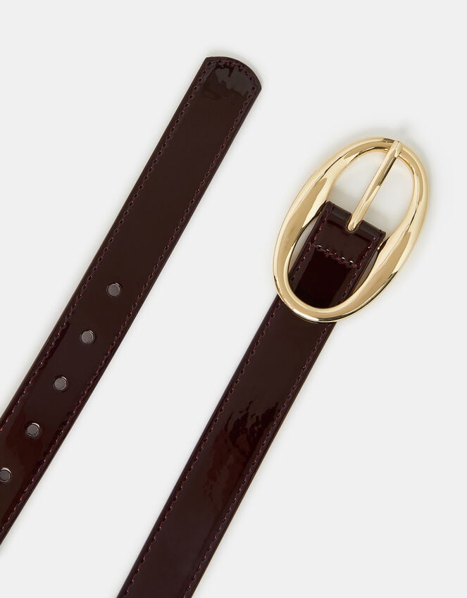Accessorize Oval Buckle Patent Belt Red