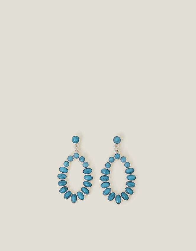 Accessorize Oval Stone Drop Earrings Turquoise