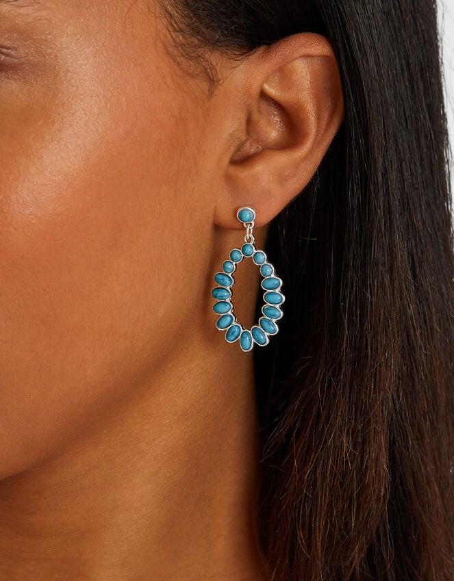 Accessorize Oval Stone Drop Earrings Turquoise