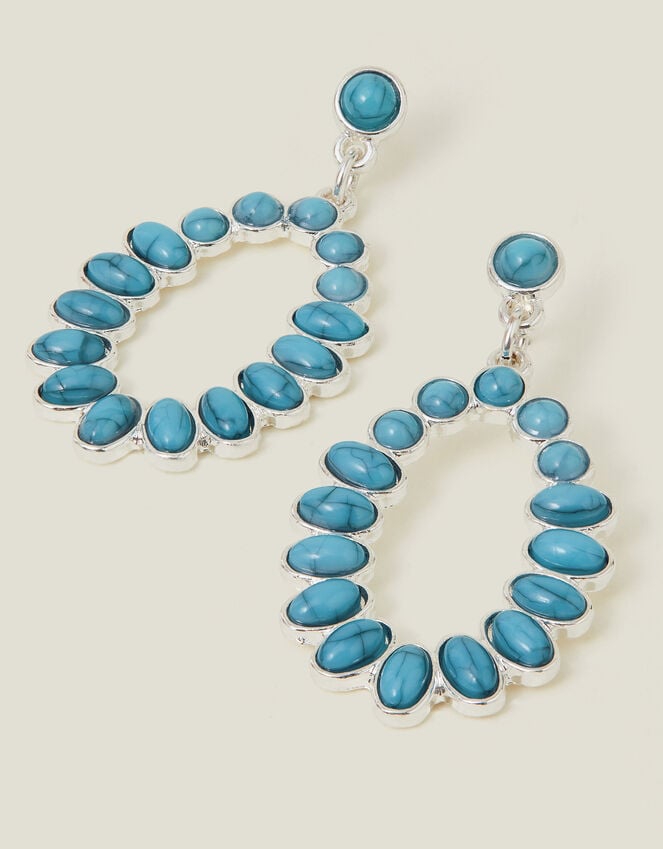 accessorize Oval Stone Drop Earrings Turquoise