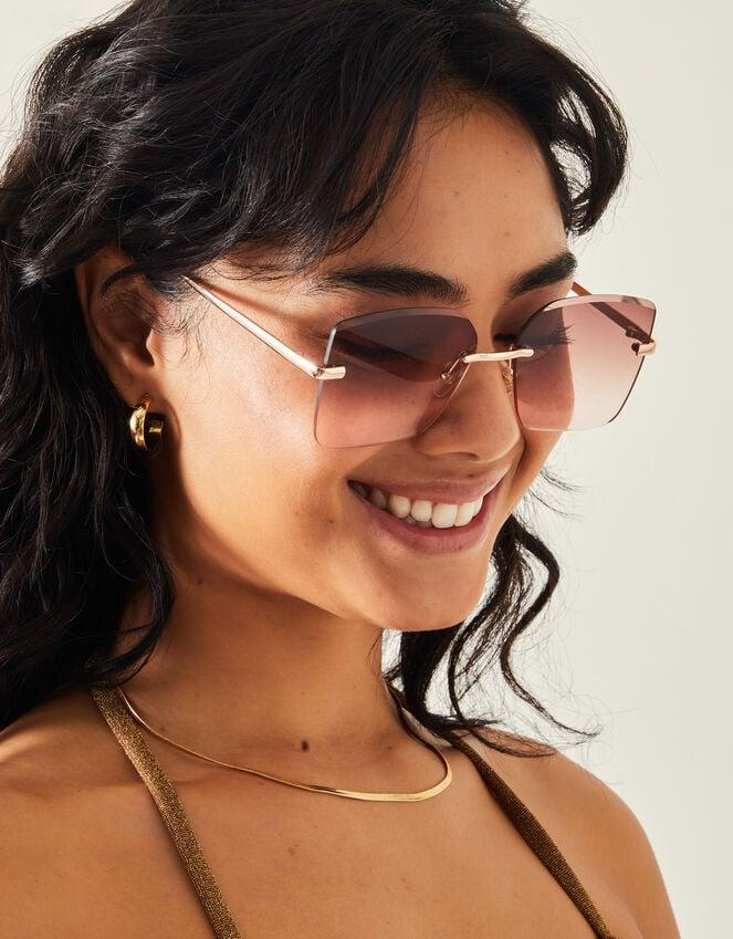 Accessorize Oversized Smokey Lens Rimless Glasses