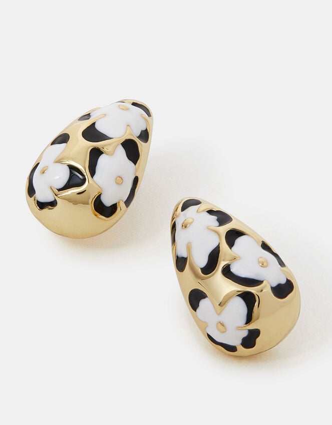 accessorize Painted Floral Drop Curve Hoops