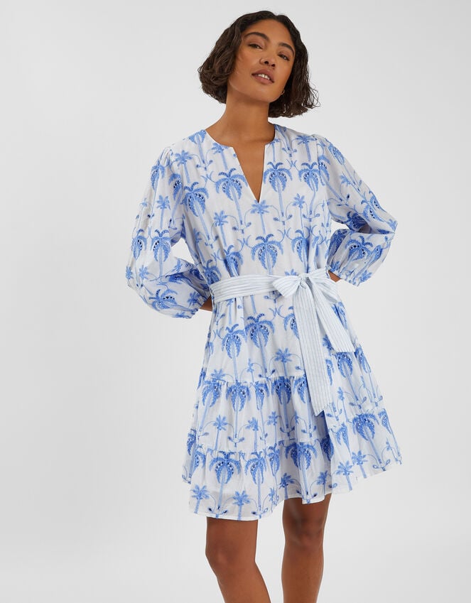 accessorize Palm Broderie Mini Dress White