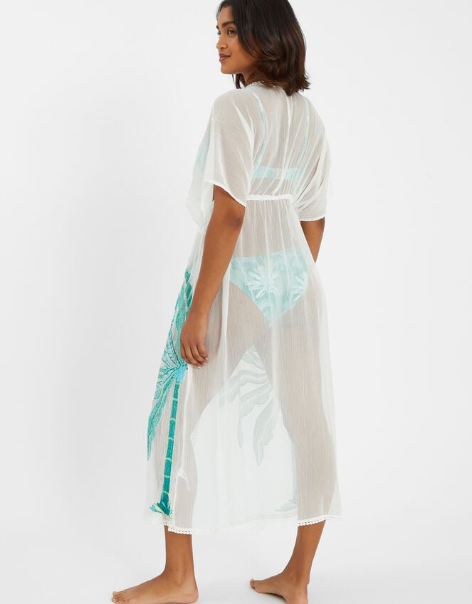 Accessorize Palm Embroidered Kaftan Ivory