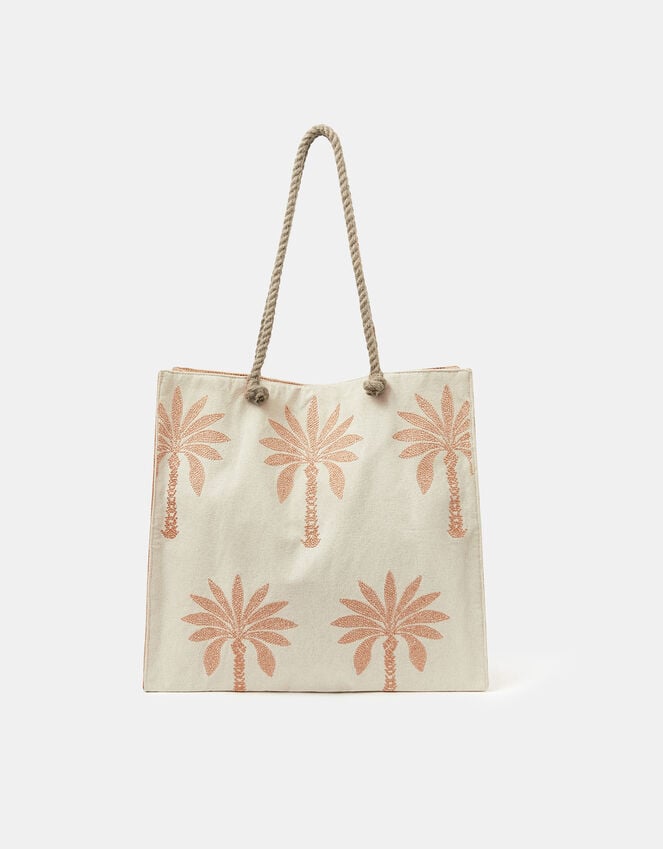 Accessorize Palm Embroidered Shopper Beach Bag