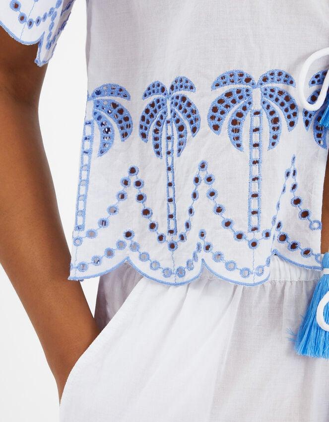 Accessorize Palm Embroidered Tie Top White