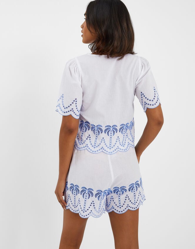 Accessorize Palm Embroidered Tie Top White