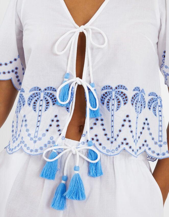 Accessorize Palm Embroidered Tie Top White